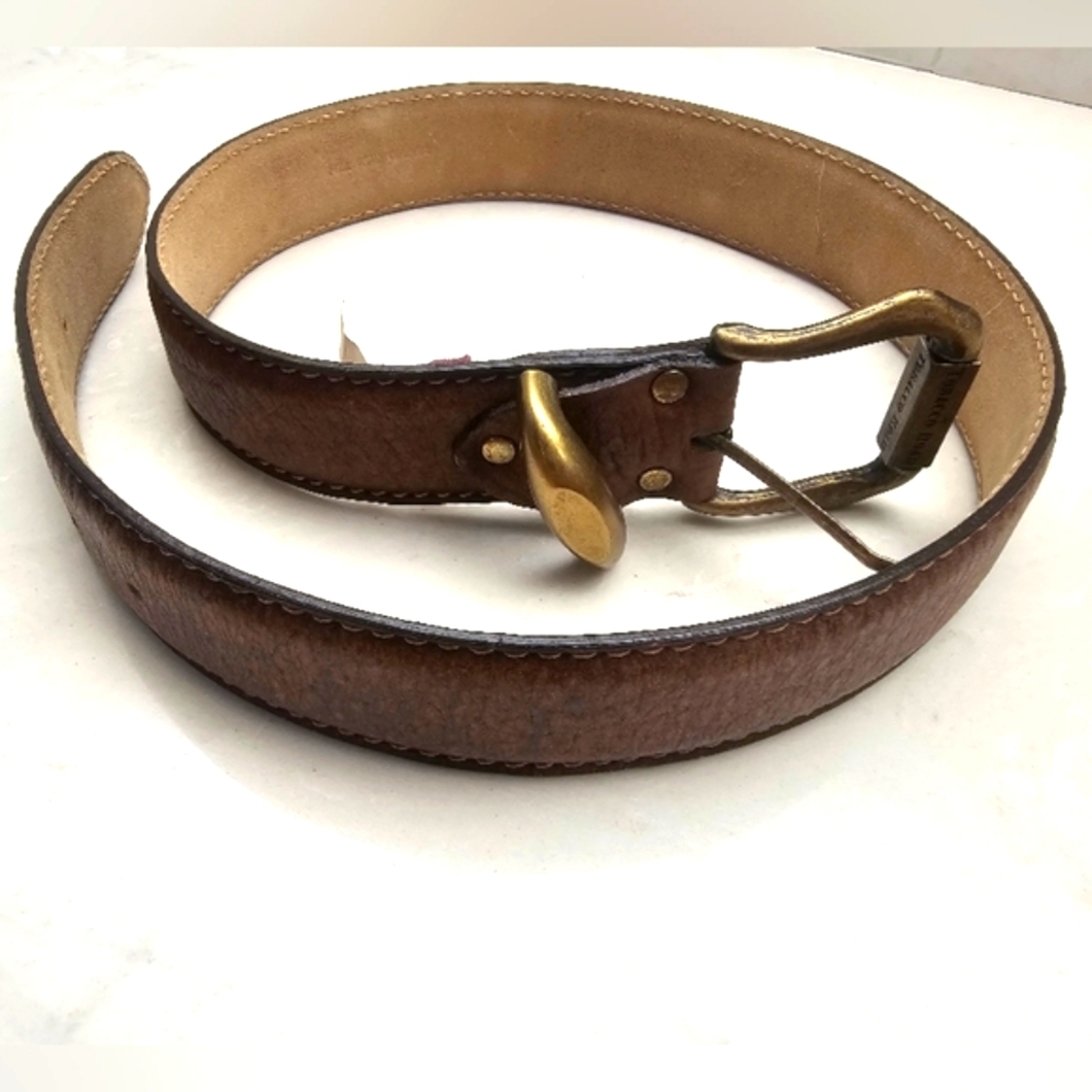 Tobacco Road Brown Leather Belt with Brass Buckle